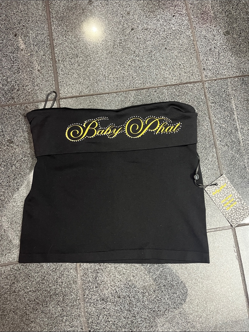 Baby Phat Black Tube Top with Yellow Logo